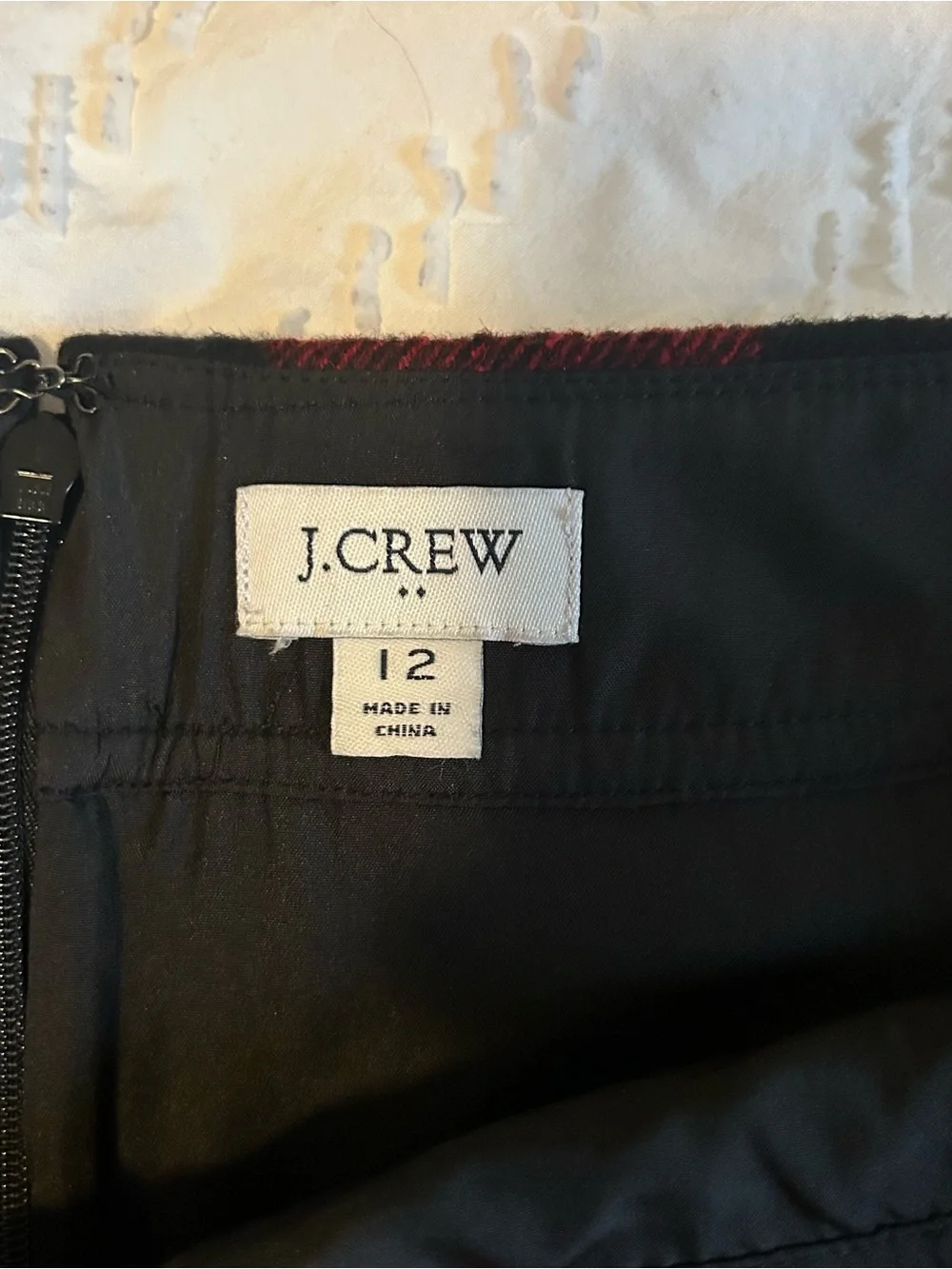 J. Crew Women’s Red/Black Buffalo Plaid Check Wool Blend Mini Skirt Lined Zip 12